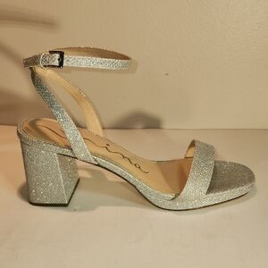 Nina Glittering Silver Block Heel Sandals